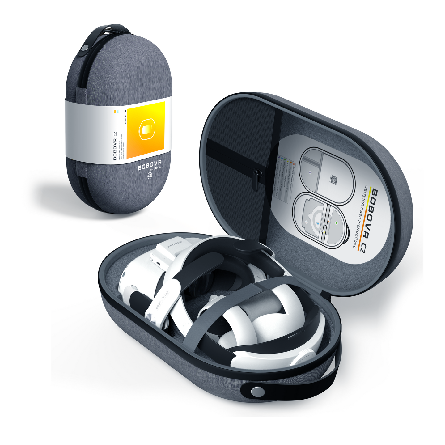 BOBOVR C2 Tragetasche – kompatibel mit Quest 2 Gurt und Controllern, hart, viel Platz, Reiseschutz, wasserdichte Reißverschluss-Technologie 