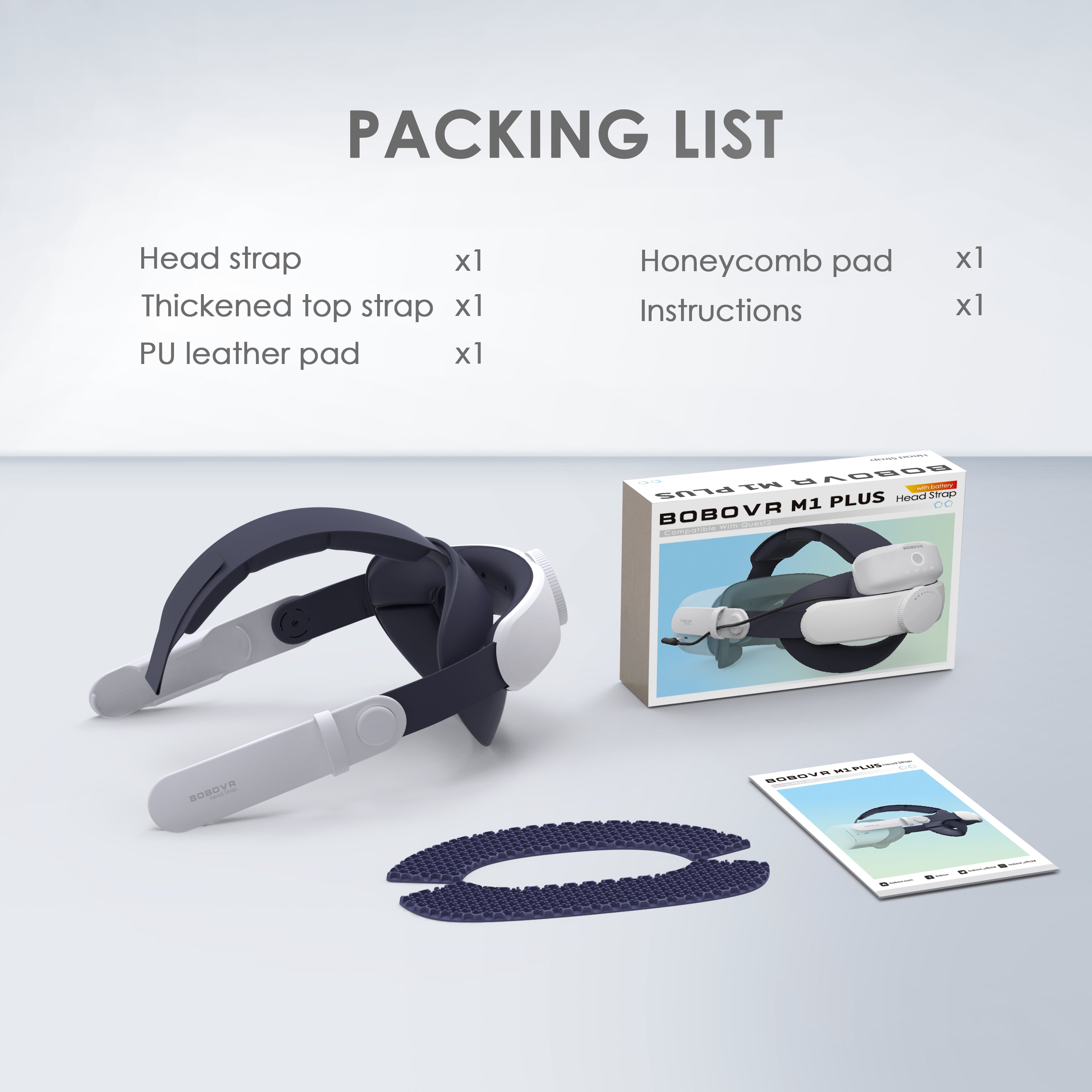 BOBOVR M1 Plus Head Strap Accessories,Compatible with Quest 2,Elite Strap  for Enhanced Support and Lightweight Design,Replaceable Honeycomb Anti-Skid 